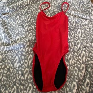 jolyn jackson tie back swim onesie red